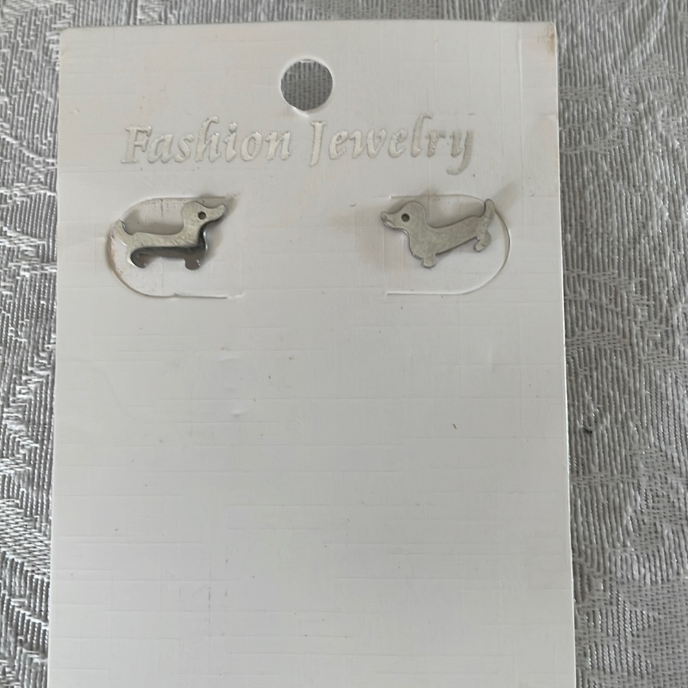 Dachshund silver earrings.